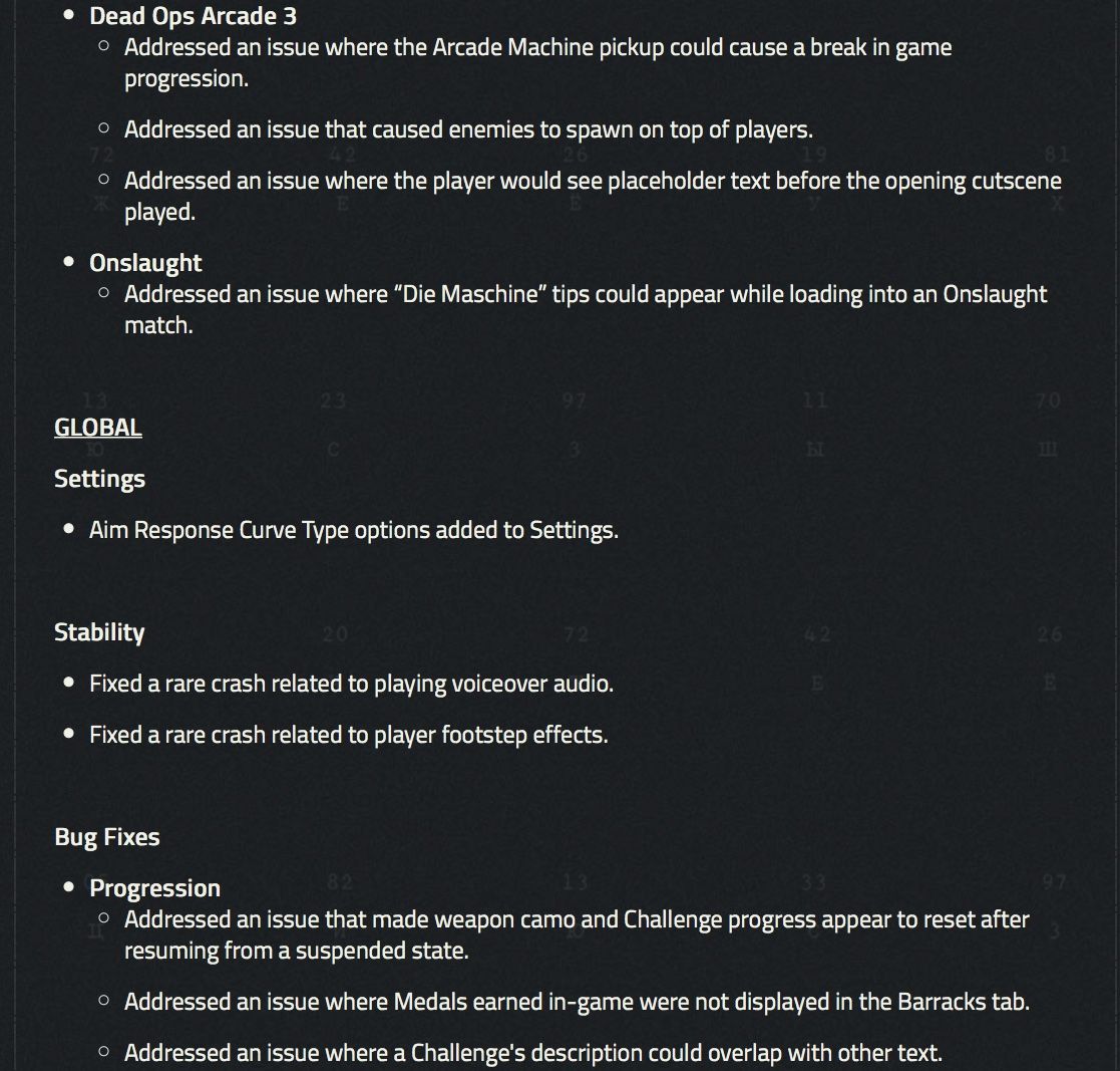 call of duty: black ops cold war patch notes