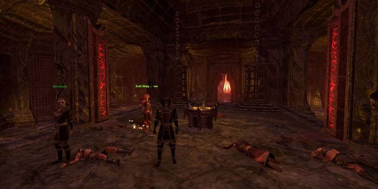 красный адский интерьер замка